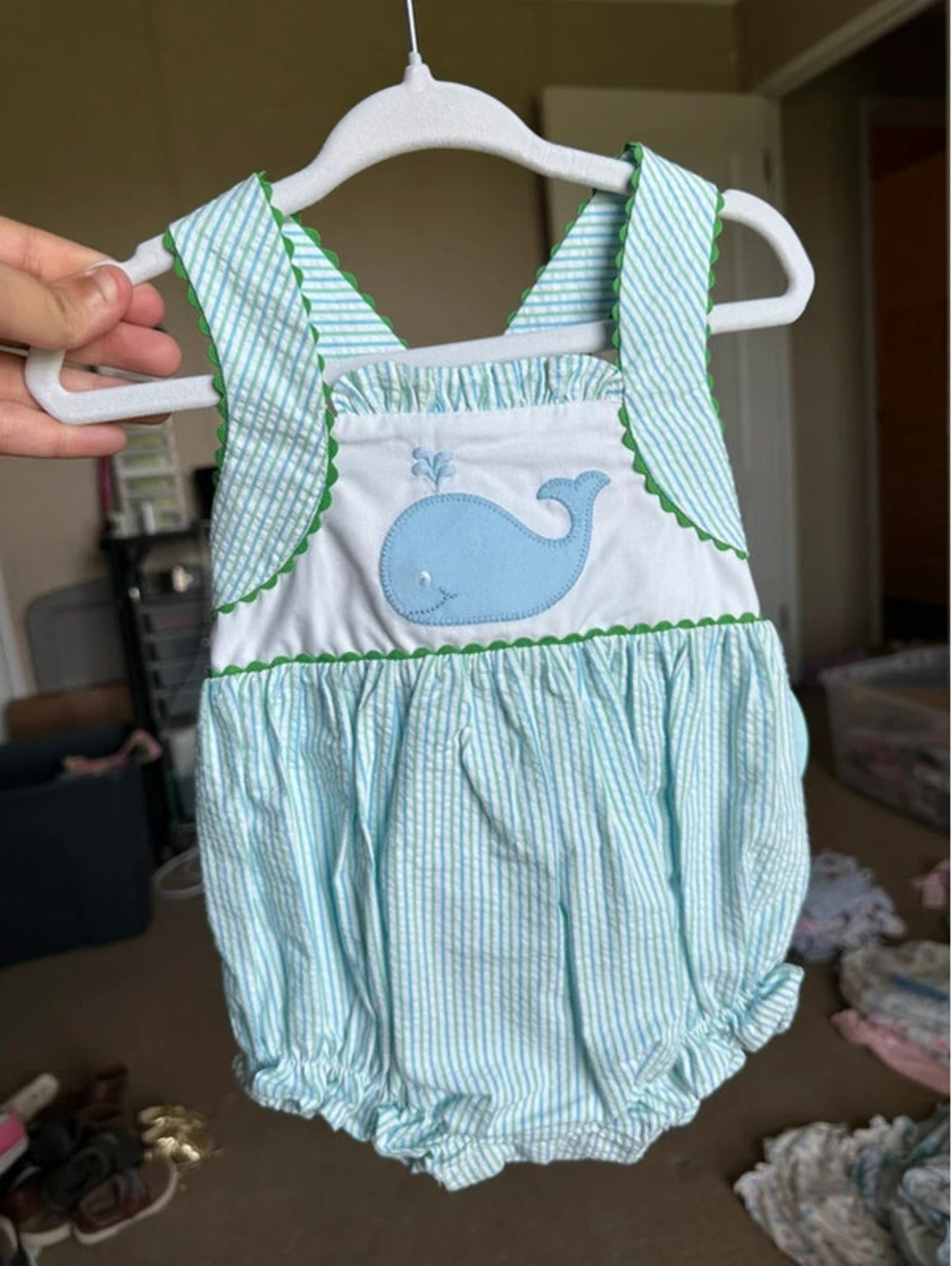 Girl's Appliqué Seersucker Bubble